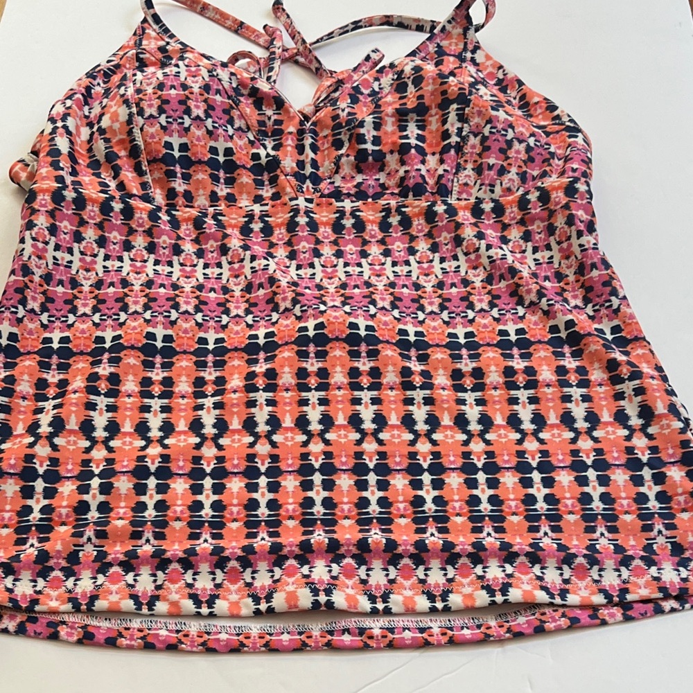 Jessica Simpson Pink and Orange Patterned Bikini Top
